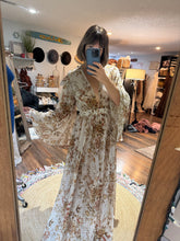Load image into Gallery viewer, Ready to ship two dress deal Ophelia dress in crinkle (sheer) with brown Athena dress