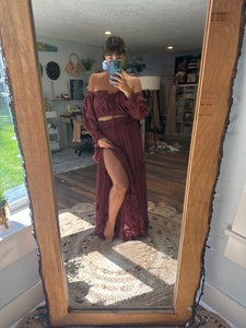 Ready to ship hand dyed two piece rust brown