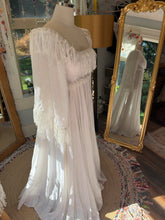 Load image into Gallery viewer, Sample sale Boho Dreams dress in white linen cotton with fringe ready to ship