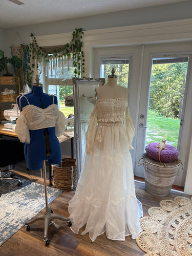 Ready to ship Two tops with an organza skirt off white ivory on sale