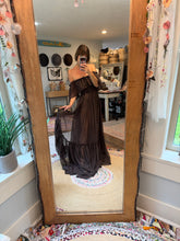 Load image into Gallery viewer, Sale new dark charcoal brown show off those shoulders dress sheer