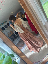 Load image into Gallery viewer, Rosette dress cotton one if a kind tan brown with sleeves