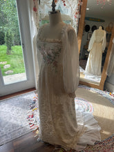 Load image into Gallery viewer, Ready to ship one of a kind Glory Dress in off white and ivory linen cotton/chiffon/vintage lace and embroidery