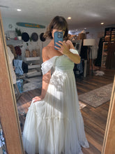 Load image into Gallery viewer, Amazing sale Ready to ship one of a kind dress vintage lace (soft green)hand dyed with tulle (lined) on sale
