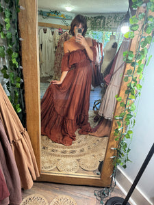 (Ready ship) show off those shouiders rust dress (sheer) ready to ship