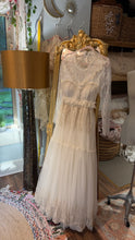 Load image into Gallery viewer, Sample sale new concept dress ivory and off white lace mixed with antique lace trims (high neck) corset