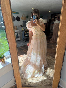 Ready to ship Made with Love gown in embroidery tulle (lined)