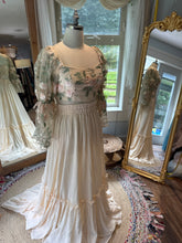 Load image into Gallery viewer, Sample sale ready to ship two piece embroidered corset top and cream ivory skirt linen cotton