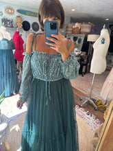 Load image into Gallery viewer, (Dress lining has dye flaw) Hand dyed hey babe in emerald flash sale ready to ship comes with a lace top as shown