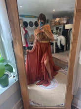 Load image into Gallery viewer, Ready to ship mystical wonders print top and sheer chiffon skirt rust