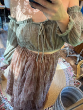 Load image into Gallery viewer, Ready to ship sale music two piece set filagree with sage extra top hand dyed