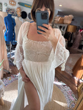 Load image into Gallery viewer, One of a kind custom linen cotton and lace dress ready to ship sale