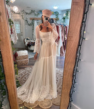 Load image into Gallery viewer, Ready to ship Euphoria dress beige lining and off white ivory lace gown (fits adjustable xs-large)