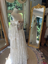 Load image into Gallery viewer, Sale-Ready to ship one of a kind lace with floral embellishments lined in chiffon dress xs-large adjustable