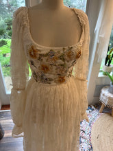 Load image into Gallery viewer, Preorder 6-8 week ivory lace each is one of a kind dress lined in ivory linen cotton with floral embroidery