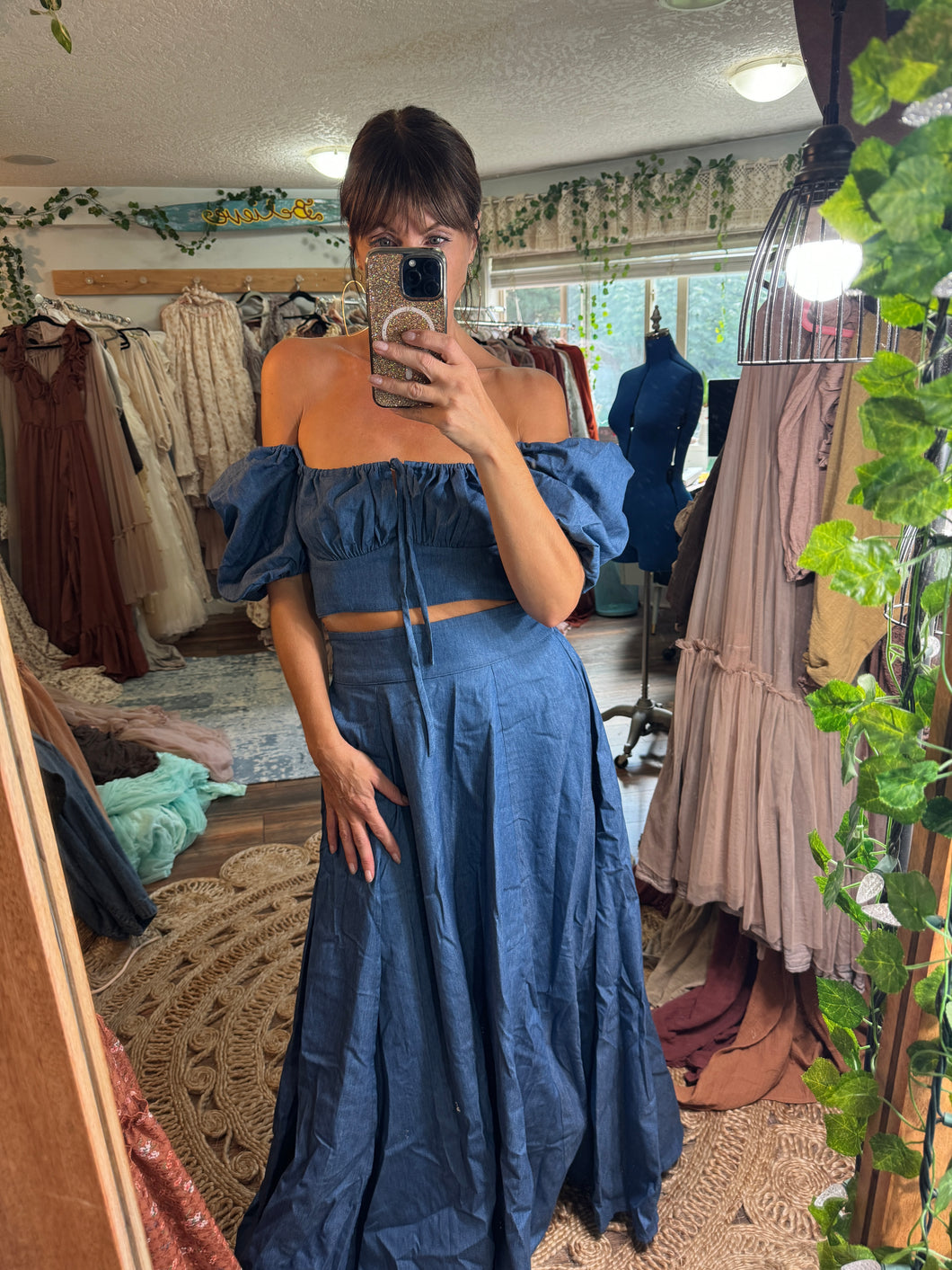 Denim  Sale Meadow Dreamer two piece dress ready to ship on sale