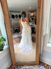 Load image into Gallery viewer, Preorder allow 6-8 week love bird off white dress with lace/tulle overskirt sale