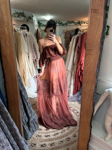 Ready to ship sheer rust dress