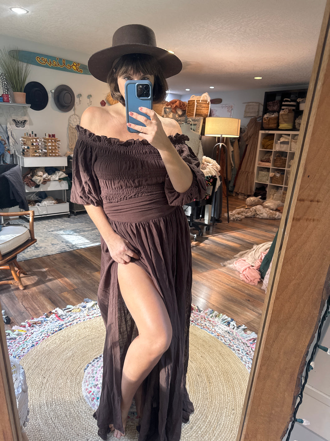 Ready to ship brown Raynie two piece dress