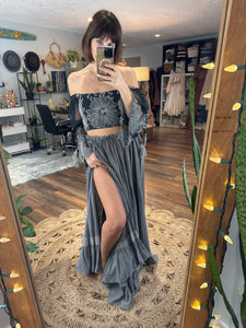Mix match grey and black two piece ready to ship