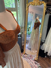 Load image into Gallery viewer, Ready to ship sale we belong crochet type lace and you glow girl beige cotton linen skirt