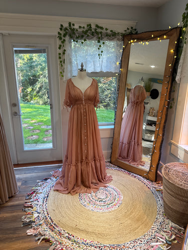 Prairie hearts coral nude sheer (slip is not included)