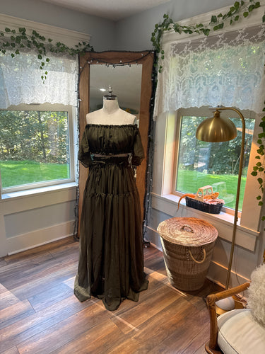 Ready to ship dark olive chiffon mystical wonder sheer two piece dress end of summer sale