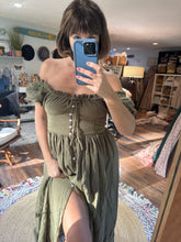 Load image into Gallery viewer, Ready to ship cotton rapture dress in Olive sale