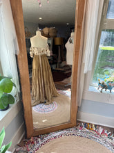 Load image into Gallery viewer, Ready to ship sale embroidery fabric corset top with mystical sleeve and mustard linen cotton you glow skirt