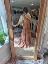 Load image into Gallery viewer, Rosette dress cotton one if a kind tan brown with sleeves