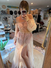 Load image into Gallery viewer, Ready to ship hand dyed tulle and lace two piece (peach) reversible