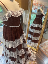 Load image into Gallery viewer, Ready to ship dark brown Ruffle Bliss tiered crinkle fabric dress (first pic is color) others are show dress on person