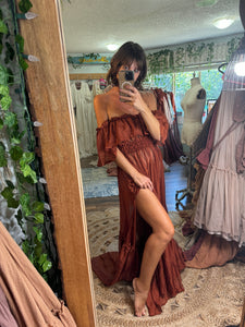 (Ready ship) show off those shouiders rust dress (sheer) ready to ship