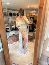 Load image into Gallery viewer, Ready to ship spring sale light blue show off those shoulders hand dye dress