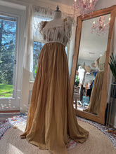 Load image into Gallery viewer, (New) Preorder new style allow at least 6-8 week - custom dress oh lover mustard linen cotton with short fluttery sleeve and embroidered overlay