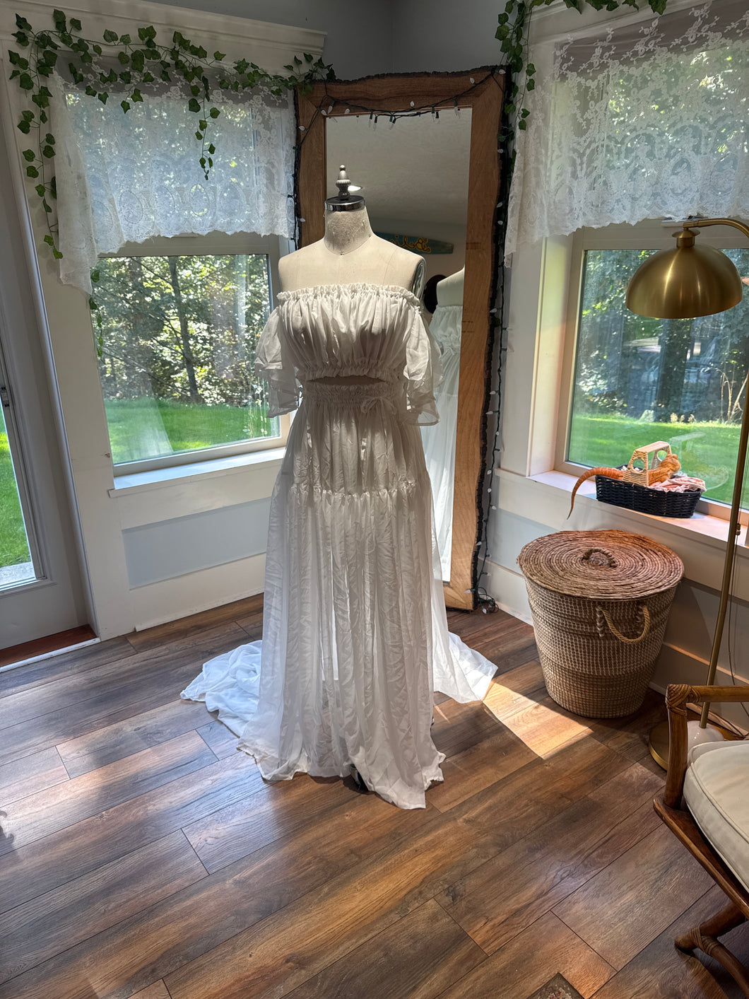 Ready to ship off white ivory chiffon mystical wonders two piece dress on sale