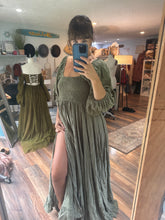 Load image into Gallery viewer, Preorder allow 6-8 week The Sugar Sugar dress olive linen cotton