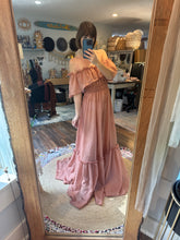 Load image into Gallery viewer, Preorder 6-8 week coral show off those shoulders chiffon dress