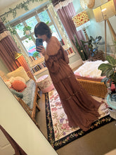 Load image into Gallery viewer, Dark brown crinkle you glow girl tiered version ready to ship dress