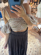 Load image into Gallery viewer, Ready to ship sale hand dyed skirt skirt and poetry print top brown floral