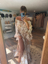 Load image into Gallery viewer, Ready to ship ruffle me open golden floral dress