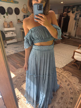 Load image into Gallery viewer, Blue mix and match two top one skirt