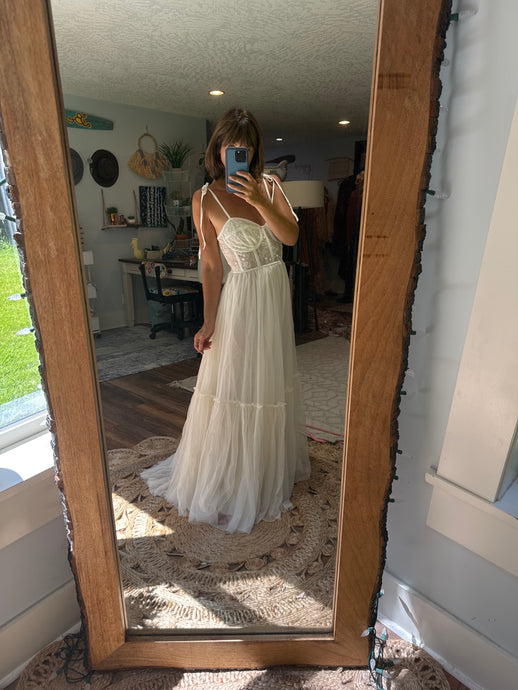 Hey Babe lined light ivory dress ready to ship