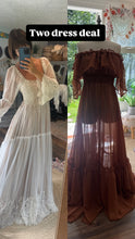 Load image into Gallery viewer, Two dress deal show off those shoulders chiffon sheer brown with Euphoria dress off white ivory
