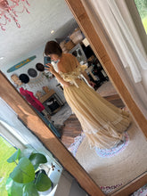 Load image into Gallery viewer, Flash sale two dress deal euphoria off white and Ready to ship New style Opaline Dress with mini puff sleeves and embroidered ruffle (sand color)