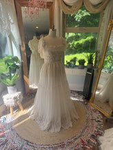 Load image into Gallery viewer, One of a kind ready to ship on sale vintage lace mixed with new embroidery lace ivory dress