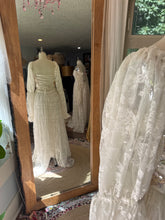 Load image into Gallery viewer, Sale-Ready to ship one of a kind lace with floral embellishments lined in chiffon dress xs-large adjustable