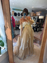 Load image into Gallery viewer, Flash sale two dress deal euphoria off white and Ready to ship New style Opaline Dress with mini puff sleeves and embroidered ruffle (sand color)