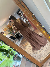 Load image into Gallery viewer, Daydream in deep brown crinkly cotton dress small-xl ready to ship (reversible)