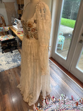 Load image into Gallery viewer, Preorder 6-8 week ivory lace each is one of a kind dress lined in ivory linen cotton with floral embroidery